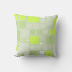 Coussin Carrés de mosaïque rétro   Lime verte