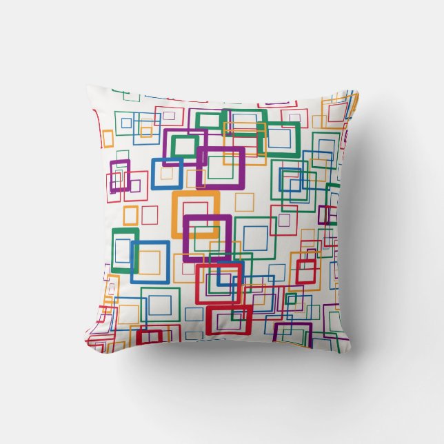 Coussin Carrés de mosaïque rétro | Multi-couleurs sur blan (Recto)