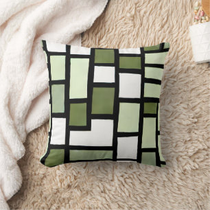 Coussin Carrés de sauge olive verte
