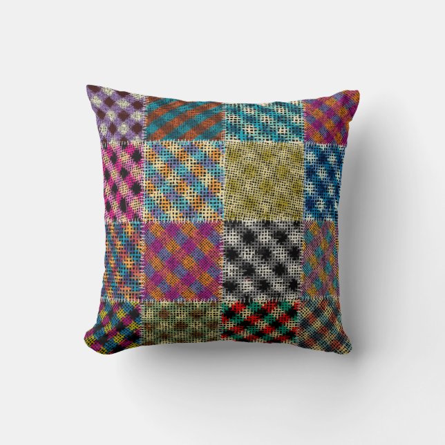 Coussin Carrés de toile arrondie Patchwork Vintage (Recto)