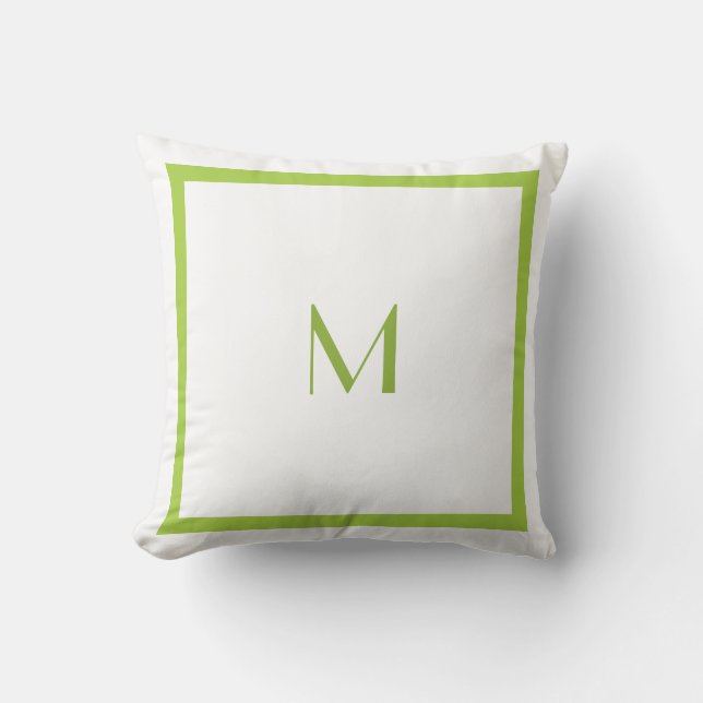 Coussin Carrés de vert de chaux avec le monogramme (Recto)