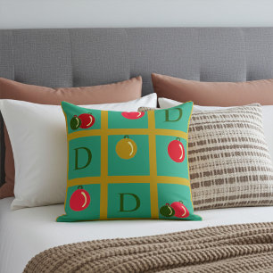 Coussin Carrés décoratifs de Noël personnalisés sur vert