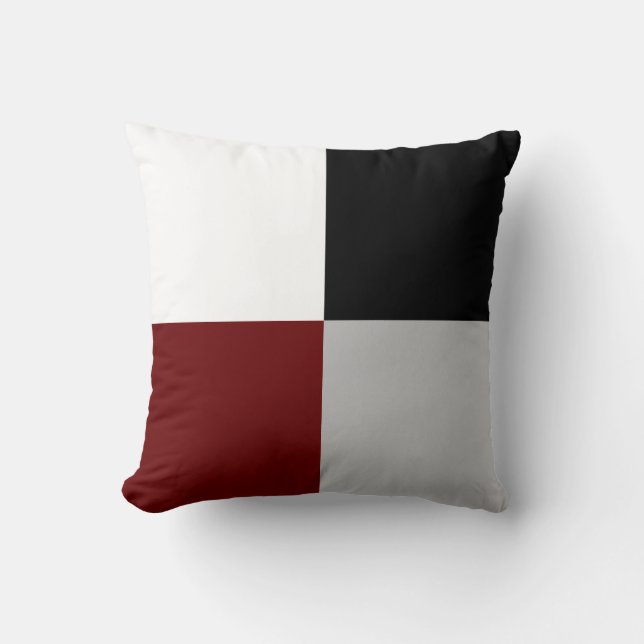 Coussin Carrés élégants abstraits noirs, rouges, gris et b (Recto)