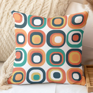 Coussin Carrés Empilés Milieu de Siècle Sarcelle, Orange,