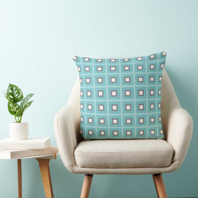 Coussin Carrés En Carré - Bleu Duché Blanc (Chaise)