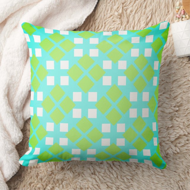 Coussin Carrés et diamants en vert (Couverture)