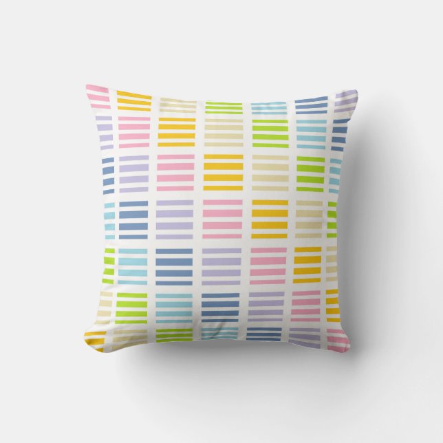 Coussin Carrés et rayures en pastel d'arc-en-ciel (Recto)