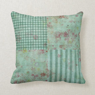 Coussin Carrés floraux turquoises