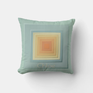 Coussin Carrés géométriques élégants (bleu clair et jaune)