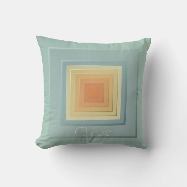 Coussin Carrés géométriques élégants (bleu clair et jaune) (Recto)