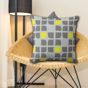 Coussin Carrés géométriques gris et jaunes à lancer oreill