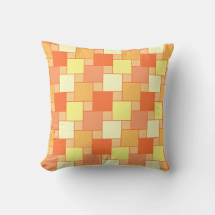 Coussin Carrés géométriques modernes oranges jaunes tendan