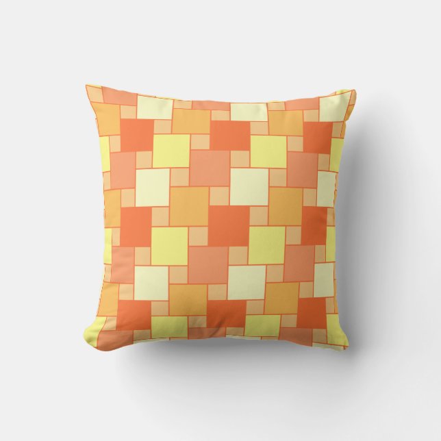 Coussin Carrés géométriques modernes oranges jaunes tendan (Recto)