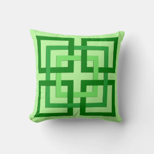 Coussin Carrés géométriques modernes, vert menthe et émera