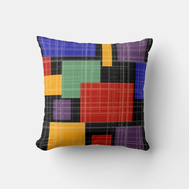 Coussin Carrés géométriques sans à damiers plaid (Recto)