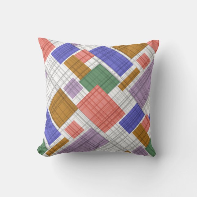 Coussin Carrés géométriques sans à damiers plaid (Recto)