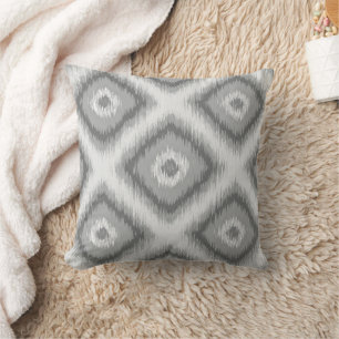 Coussin Carrés gris Ikat Mosaic Carré Motif d'art