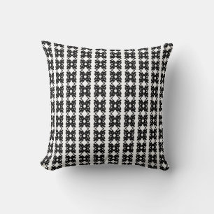 Coussin Carrés, losanges et points élégants en noir et bla