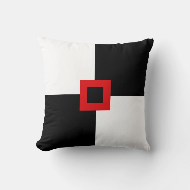 Coussin Carrés modernes en noir et blanc (Recto)