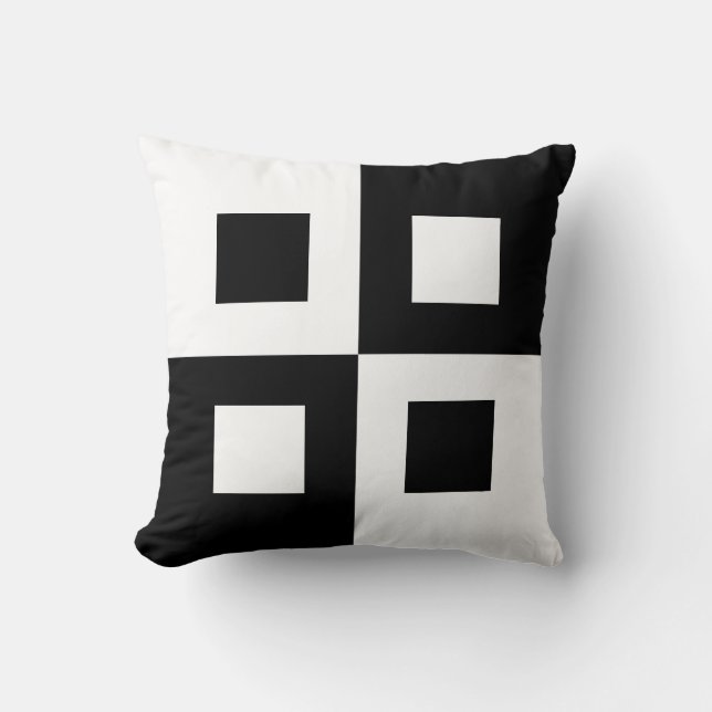 Coussin Carrés noirs et blancs abstraits élégants (Recto)
