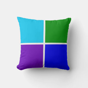 Coussin Carrés Peacock Bleu, Vert et Violet