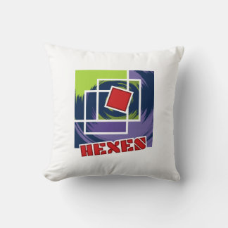 Coussin Carrés rebelles Abstraits verts et violets avec He