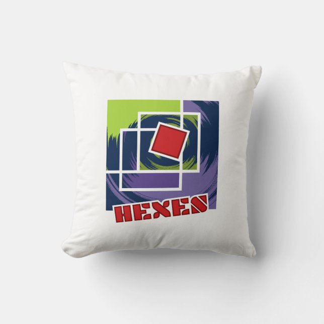 Coussin Carrés rebelles Abstraits verts et violets avec He (Recto)