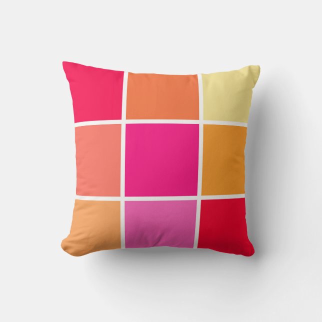 Coussin Carrés rose, orange et jaune (Recto)
