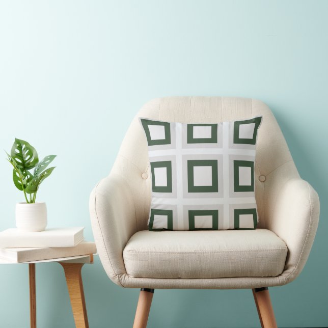 Coussin Carrés turquoises gris vert concentré (Chaise)