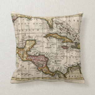 Coussin Carte 1790 des Antilles par Dilly et Robinson