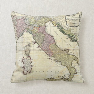 Coussin Carte 1794 de D'Anville Italie de Bourguignon de