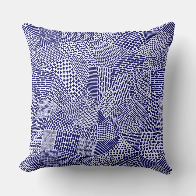 Coussin Carte Abstraite - Deep Navy Blue sur blanc (Recto)