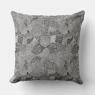 Coussin Carte Abstraite - Noir sur Blanc