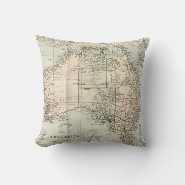 Coussin Carte ancienne de l'Australie blanche rustique vin (Recto)
