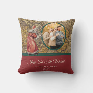 Coussin Carte ancienne Joie au Monde  Père Noël