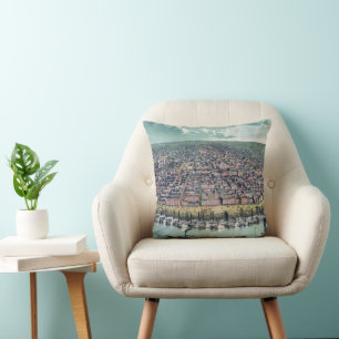 Coussin Carte Ancienne Saint-Louis Missouri Fleuve Mississ