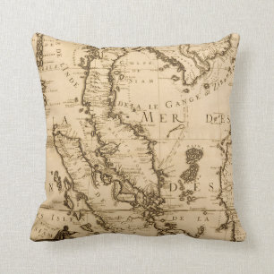 Coussin Carte antique d'Asie du Sud-Est 1687