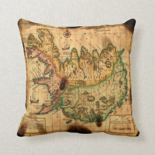 Coussin Carte antique de carreau de l'Islande