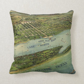 Coussin Carte antique de la Floride 1915 de Palm Beach