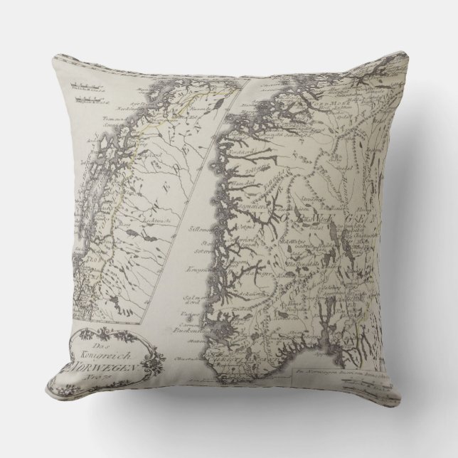 Coussin Carte antique de la Norvège (Recto)