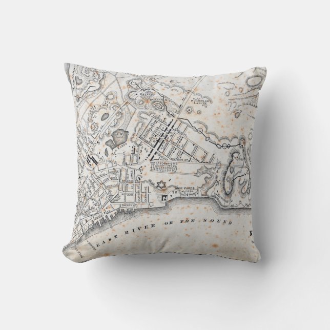 Coussin Carte antique de New York (Recto)
