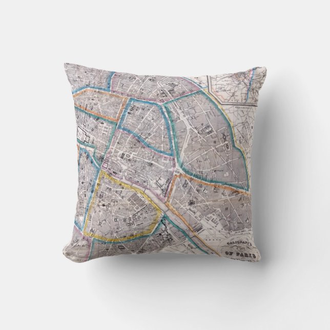 Coussin Carte antique de Paris (Recto)