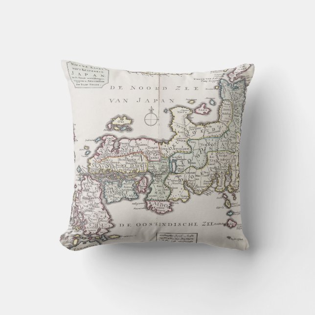 Coussin Carte antique du Japon | 1769 (Recto)