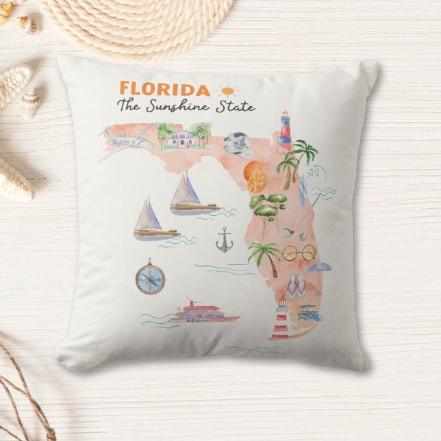 Coussin Carte artistique de l'État de Californie (In situ)