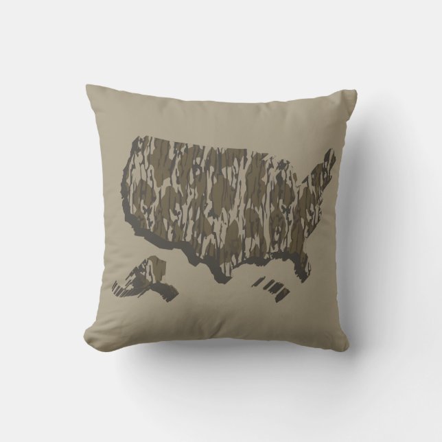 Coussin Carte Camo-Bottomland américaine Camouflée (Recto)