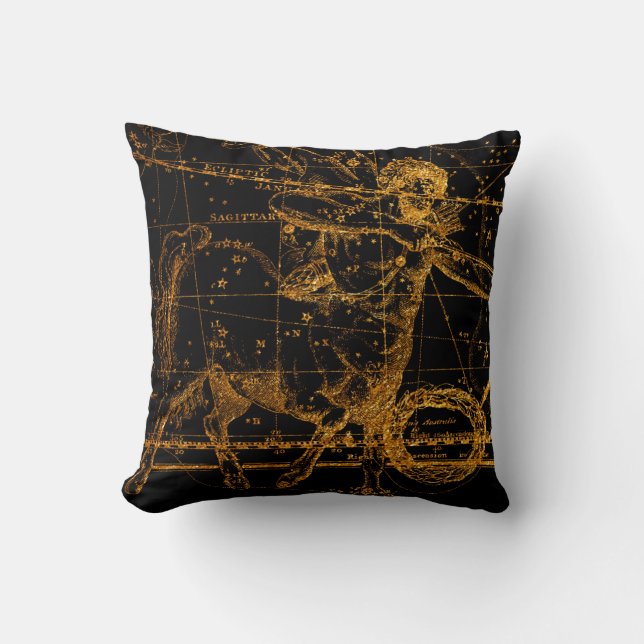 Coussin Carte Céleste Astrologique Or Sagittaire (Recto)