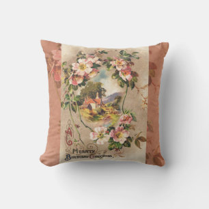 Coussin Carte d'anniversaire vintage