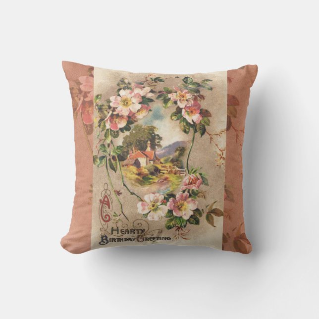 Coussin Carte d'anniversaire vintage (Recto)