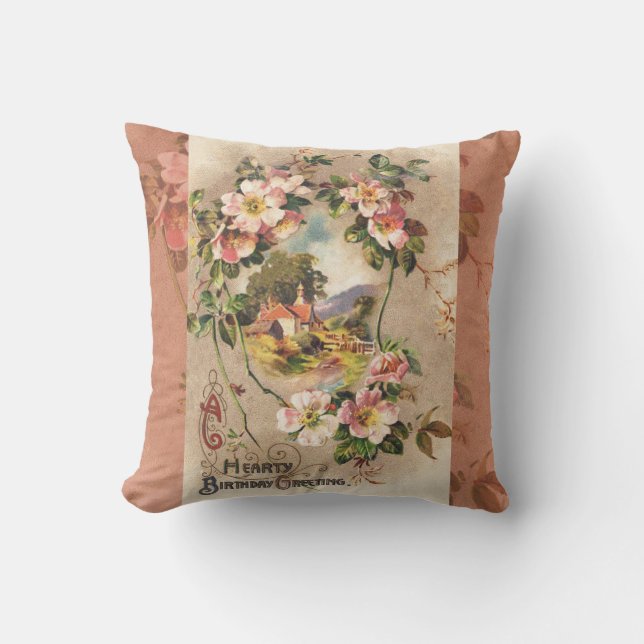 Coussin Carte d'anniversaire vintage (Recto)