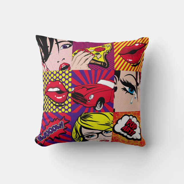 Coussin Carte d'art pop Illustration, art, bande dessinée, (Recto)